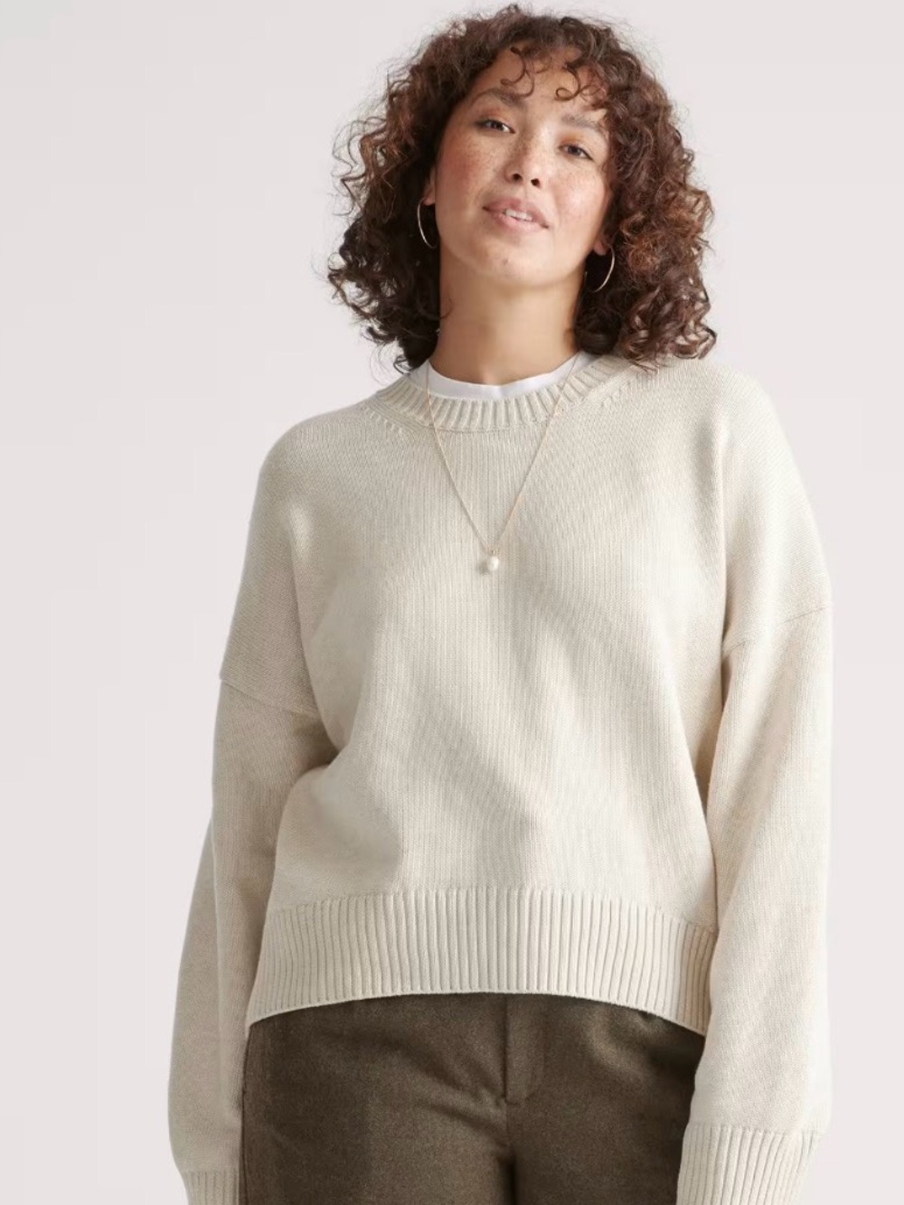 Classic Crewneck Sweater in Cream